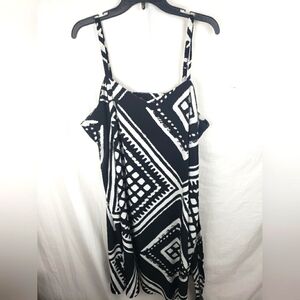 Lane Bryant Black and White Spaghetti Strap Shift Dress with Belt Sz 18-20